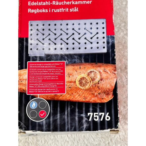 Original WEBER Stainless Steel Smoker Box BBQ Grill Cooking Cookout 7576 New OEM - Picture 3 of 5
